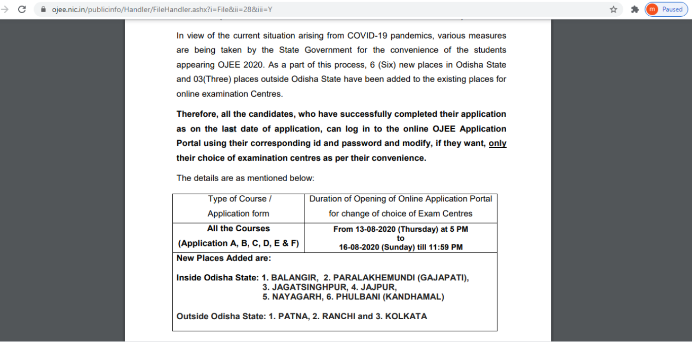 OJEE 2020 Cut-offs