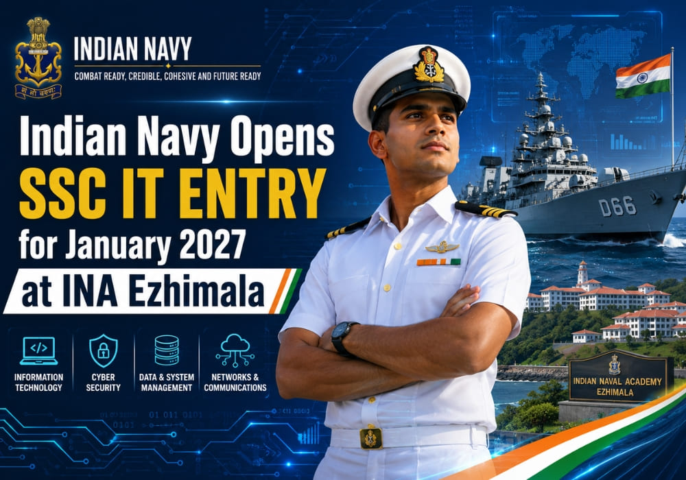 Indian Navy Opens SSC IT Entry for January 2027 at INA Ezhimala