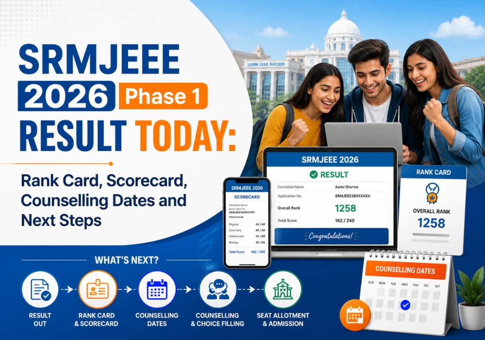 SRMJEEE 2026 Phase 1 Result Today: Rank Card, Scorecard, Counselling Dates and Next Steps