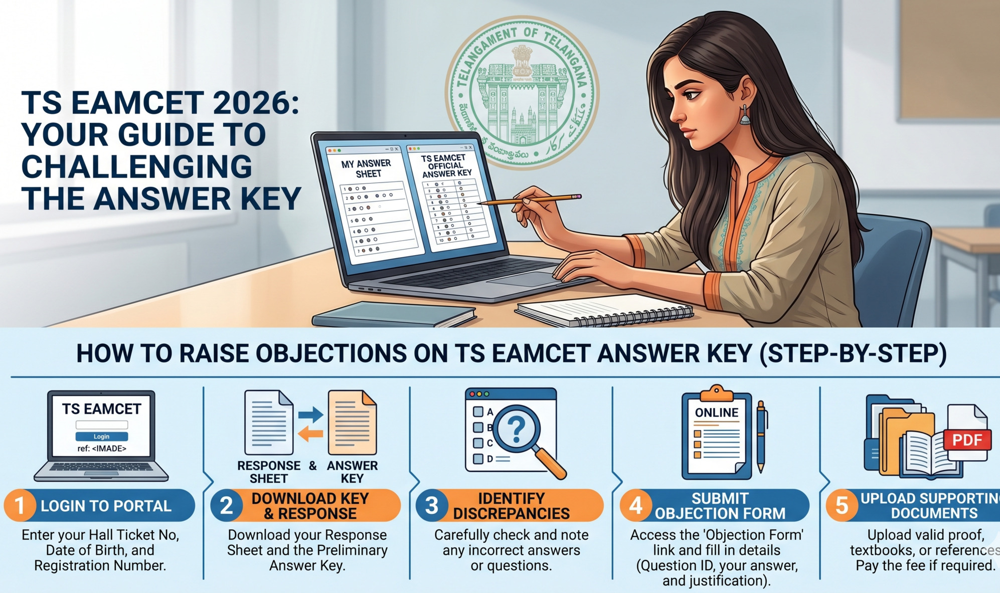 TS EAMCET 2026 Answer Key Out: Challenge Objections Before May 14 Deadline Engineering answer key released. Response sheet live at eapcet.tgche.ac.in.