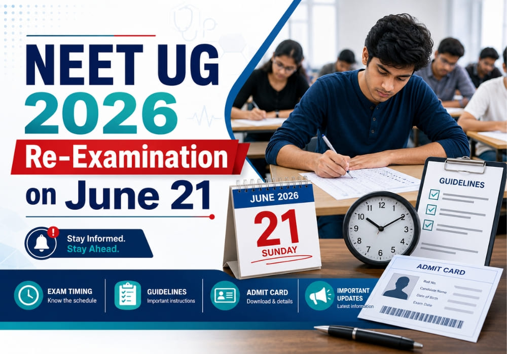 NEET UG 2026 Re-Examination on June 21: Exam Timing, Guidelines, Admit Card and Important Updates
