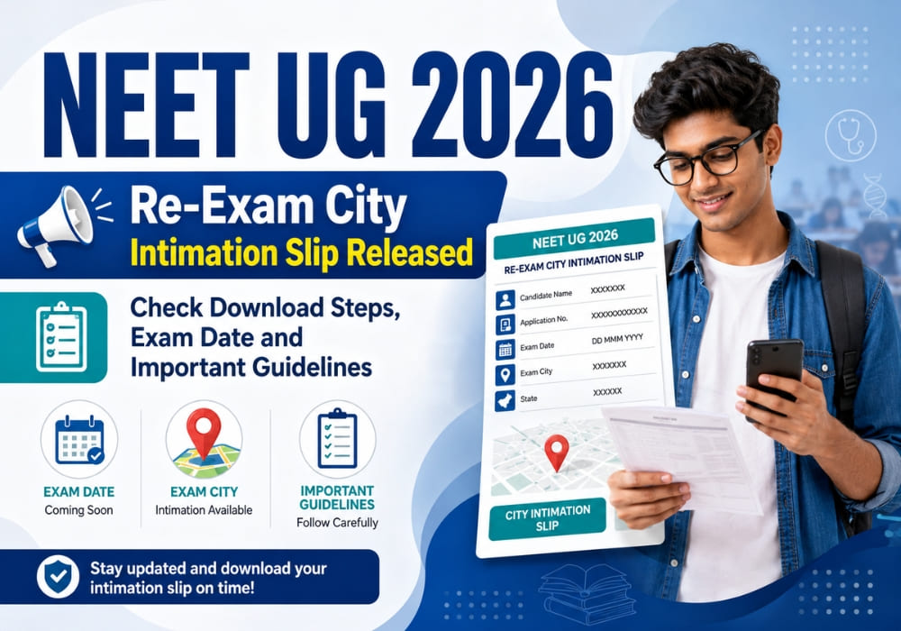 NEET UG 2026 Re-Exam City Intimation Slip Released: Check Download Steps, Exam Date and Important Guidelines