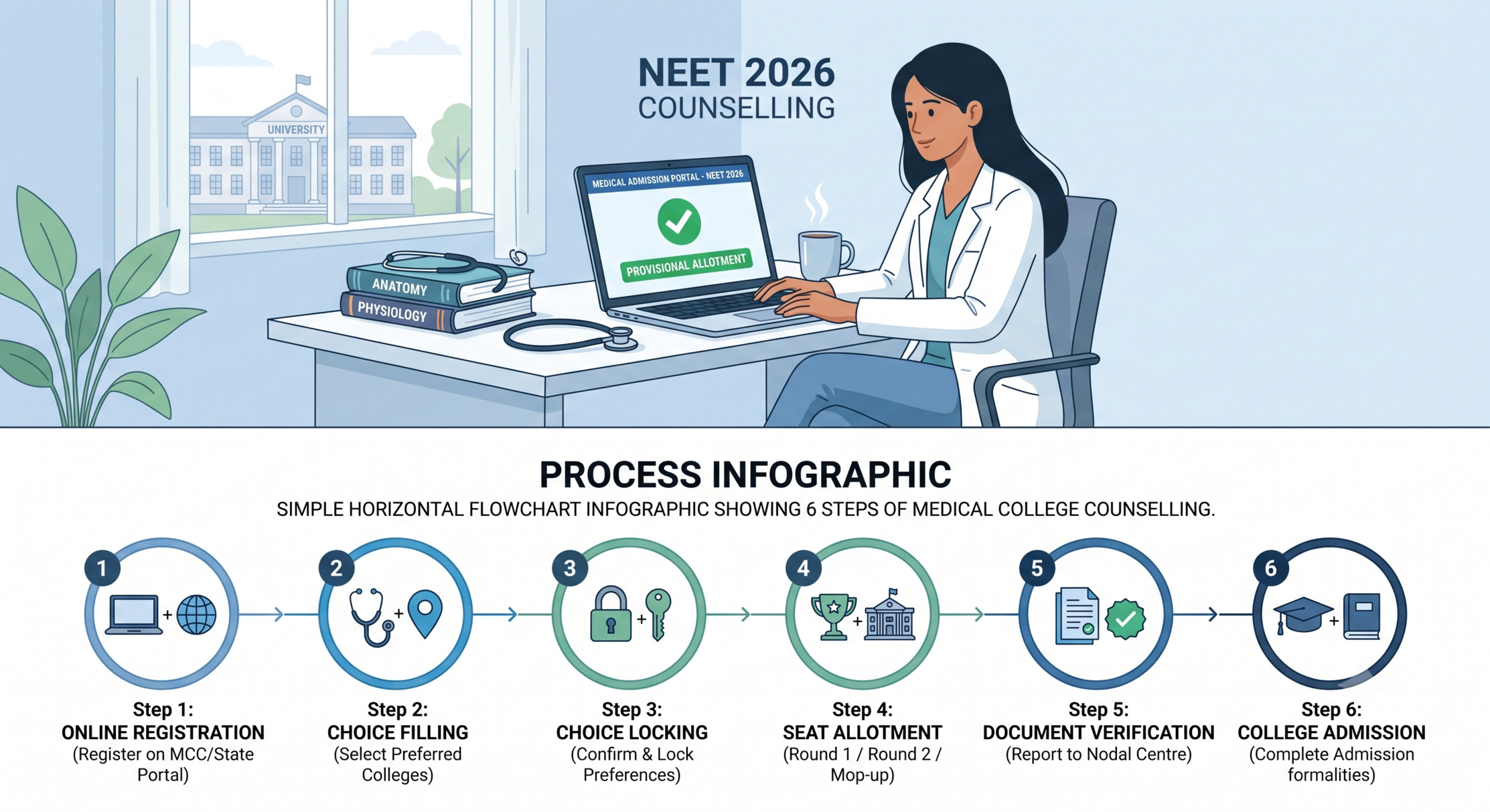 NEET 2026 counselling date LIVE updates: MCC schedule, new seat upgrade rule, registration steps, eligibility, and documents