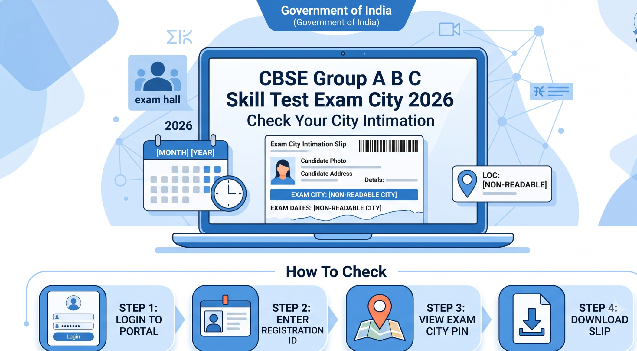 CBSE Group A, B, C Skill Test Exam City 2026 link is active. Get dates, eligibility, download steps