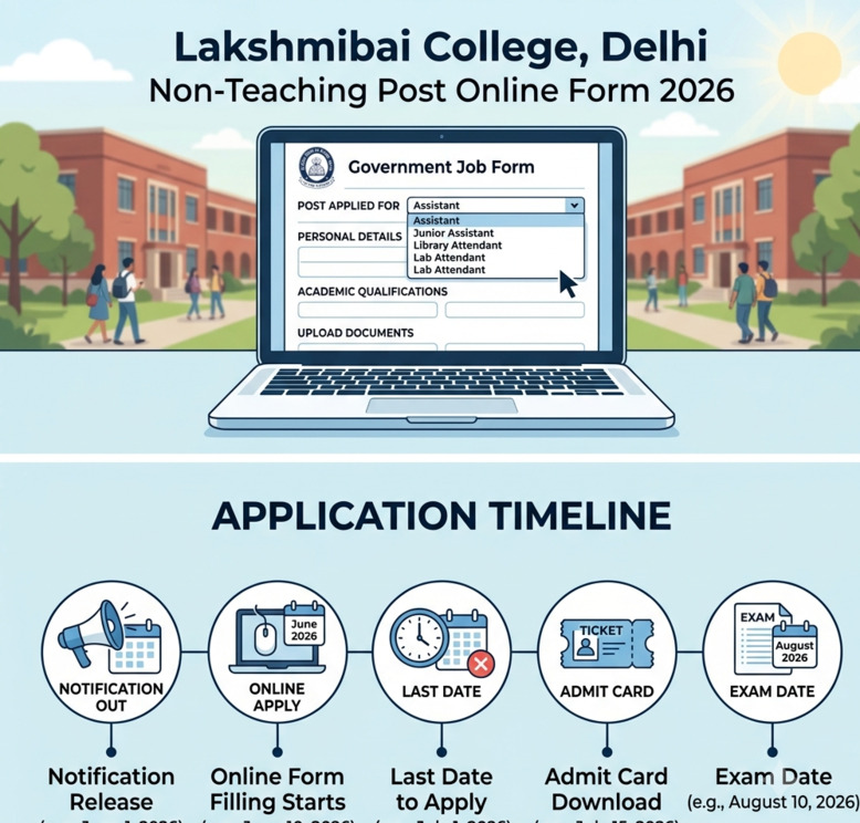 Lakshmibai College Delhi Non Teaching Post 2026: 24 vacancies, eligibility, age limit, fees & last date.