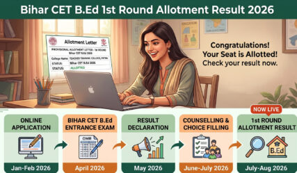 Bihar CET B.Ed 1st Round Allotment Result 2026 is out July 3. Check dates, eligibility, download steps, fee & document
