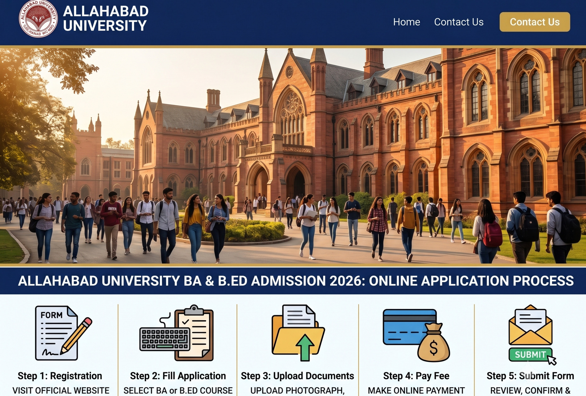 Allahabad University Opens BA, B.Ed Admission 2026: Apply by July 15, eligibility, dates, fees, documents, and step-by-step application