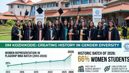 IIM Kozhikode's PGP batch 2026-28 hits 66% women, a new IIM record. Get CAT 2026 dates