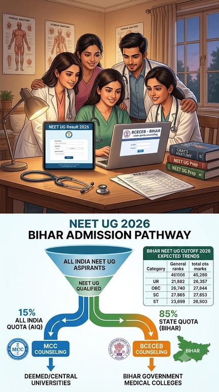 Bihar NEET UG Cutoff 2026 Patna Medical College, IGIMS opening eligibility, counselling dates, and MBBS admission t