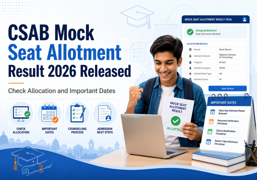 CSAB Mock Seat Allotment Result 2026 Released: Check Allocation and Important Dates