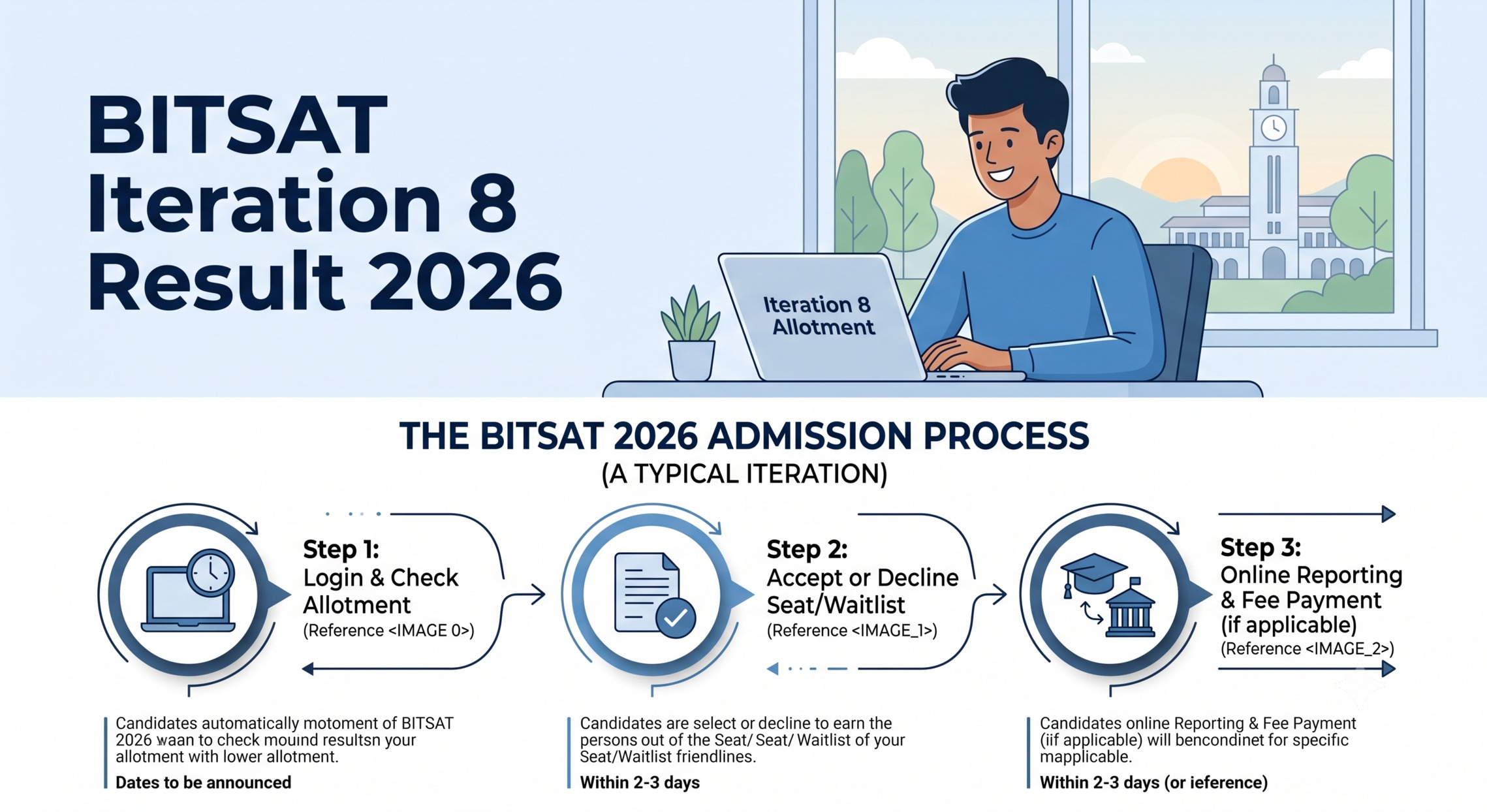 BITSAT Iteration 8 result 2026 is out at admissions.bits-pilani.ac.in. Check fee payment deadline, campus reporting date (Aug 26)