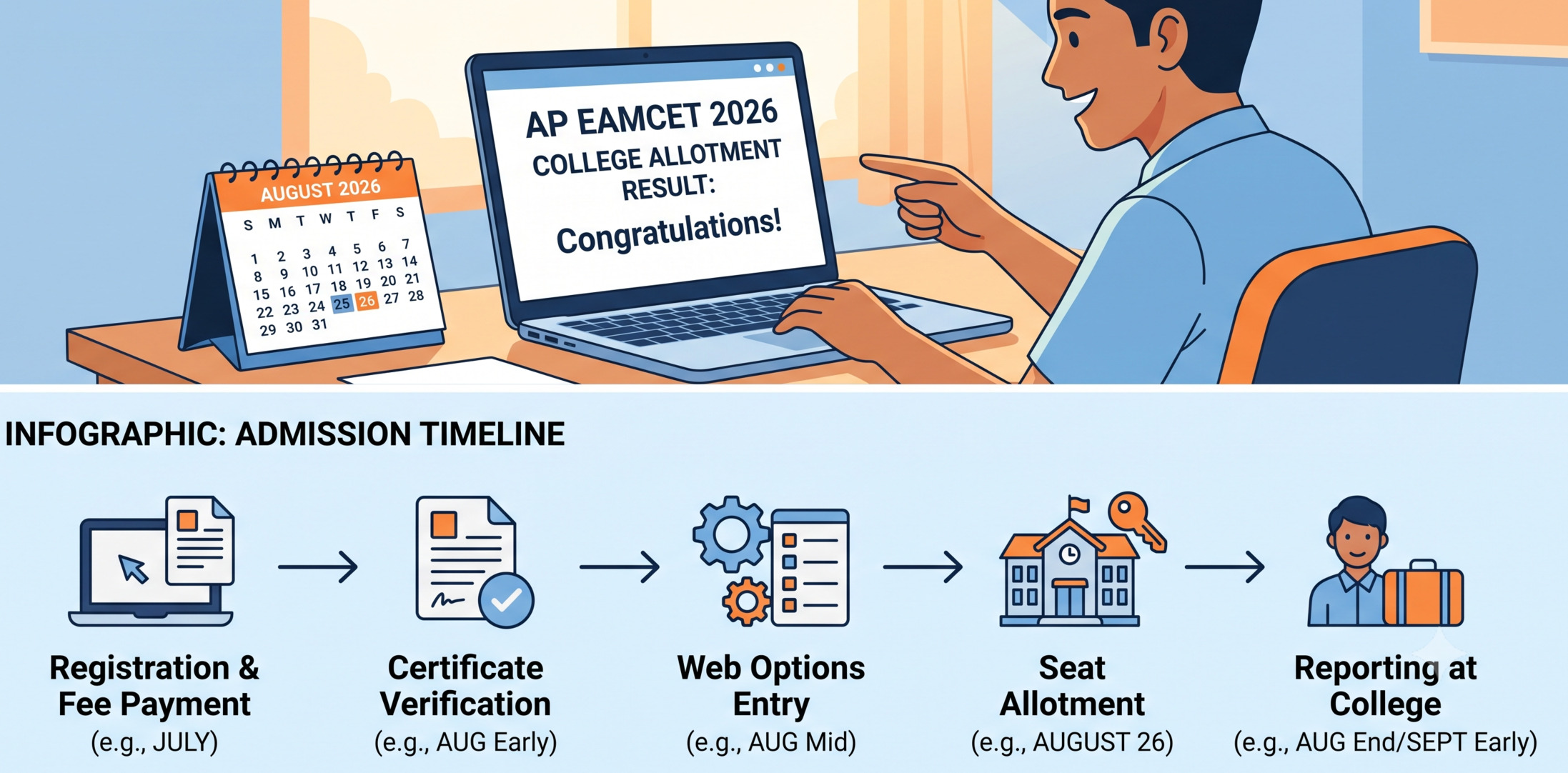 AP EAMCET 2026 final phase seat allotment releases Aug 26 at cap.apcfss.in. Get dates, eligibility, reporting steps,