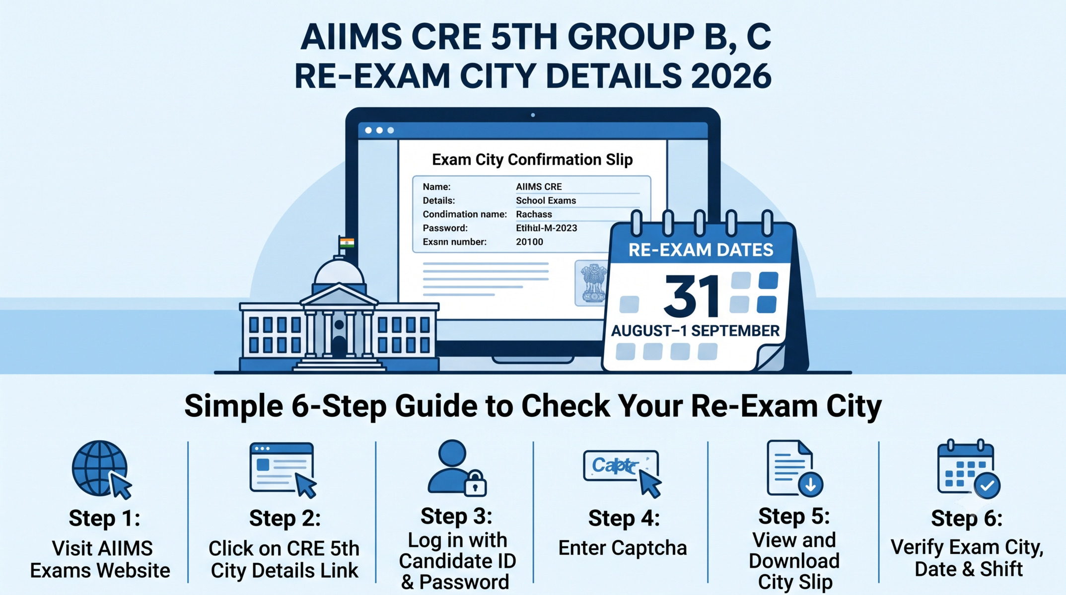 AIIMS CRE 5th Group B, C Re-Exam City Details 2026 released. Get the direct link, exam dates, eligibility,