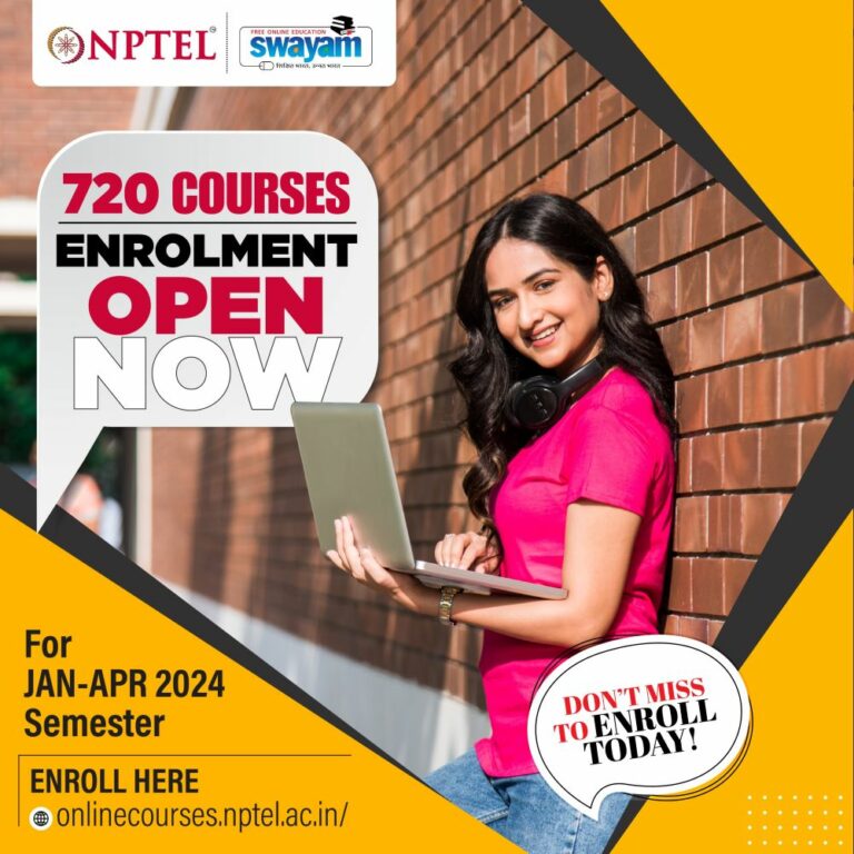 NPTEL IIT Madras invites applications 720 online certificate courses