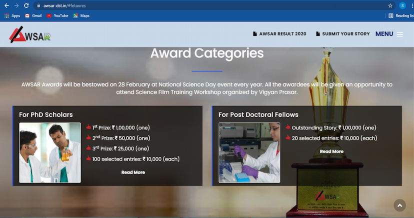 AWSAR award Submit entries till September 30