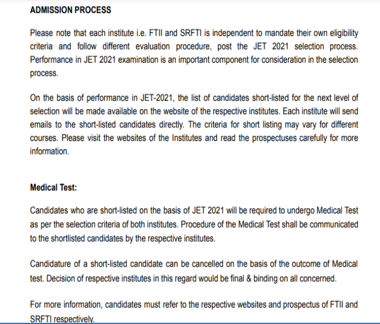 FTII SRFTI JET 2021
