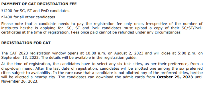CAT 2023 registration