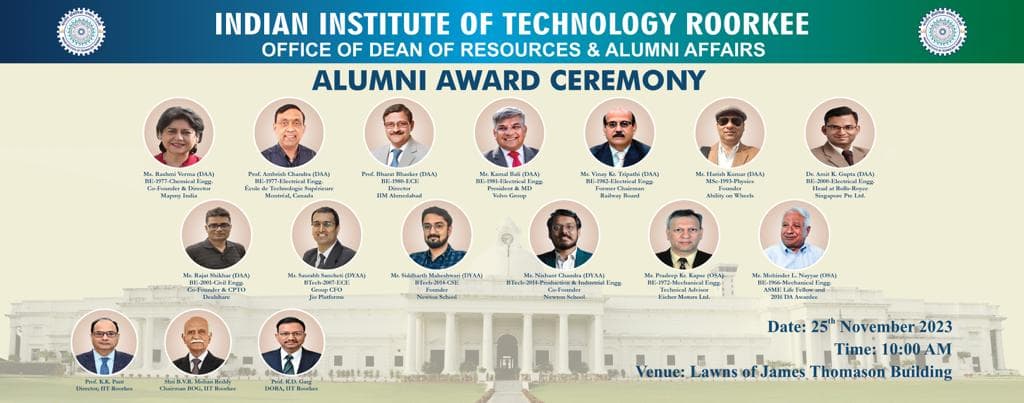 IIT Roorkee announces the Distinguished Alumnus Awards ceremony IIT Roorkee announces the Distinguished Alumnus Awards ceremony