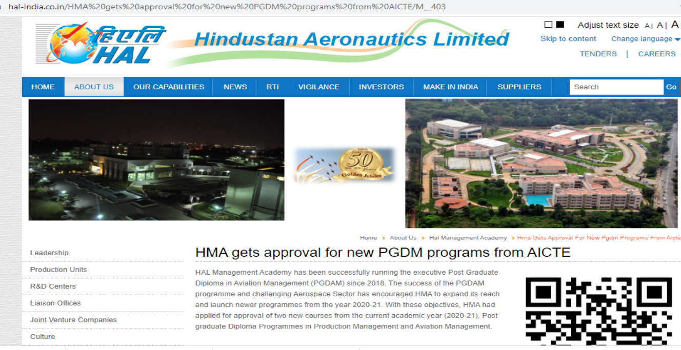 HAL Management Academy Launches 2 great PG Dip programmes