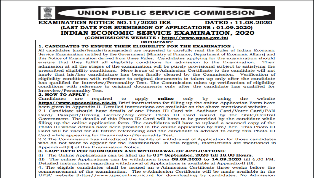 UPSC IES 2020