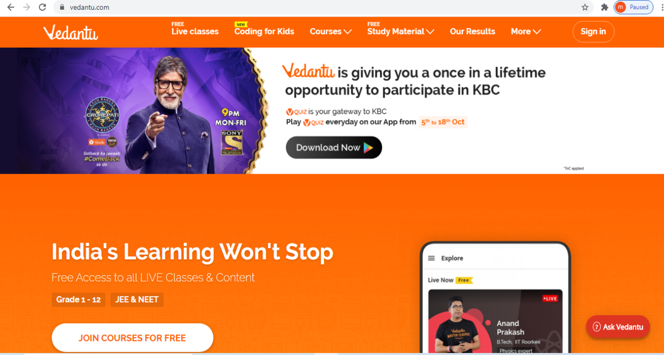 vedantu-encourages-great-student-participation-in-kbc-12