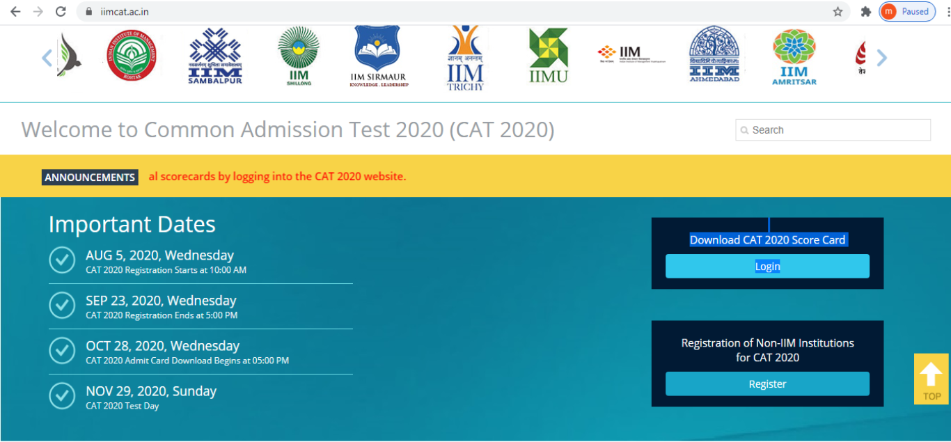 CAT 2020 result